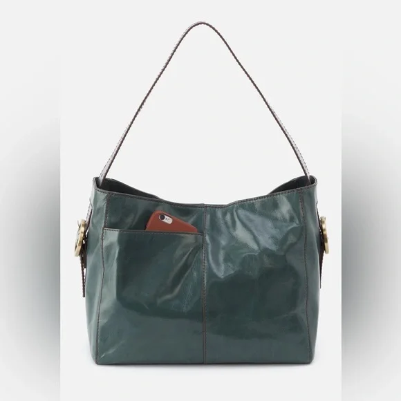HOBO Handbag Render Shoulder Bag Polished Leather Sage Leaf AUTHENTIC NWT - Picture 2 of 8